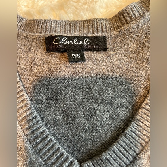 CHARLIE B Gray Sweater with Heart Accents - Picture 3 of 11